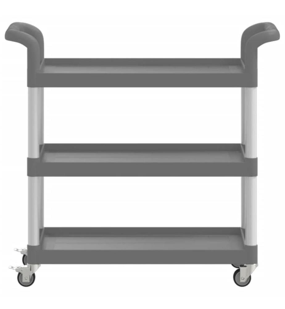 Rollwagen mit 3 Etagen Grau 77x34x72 cm Aluminium