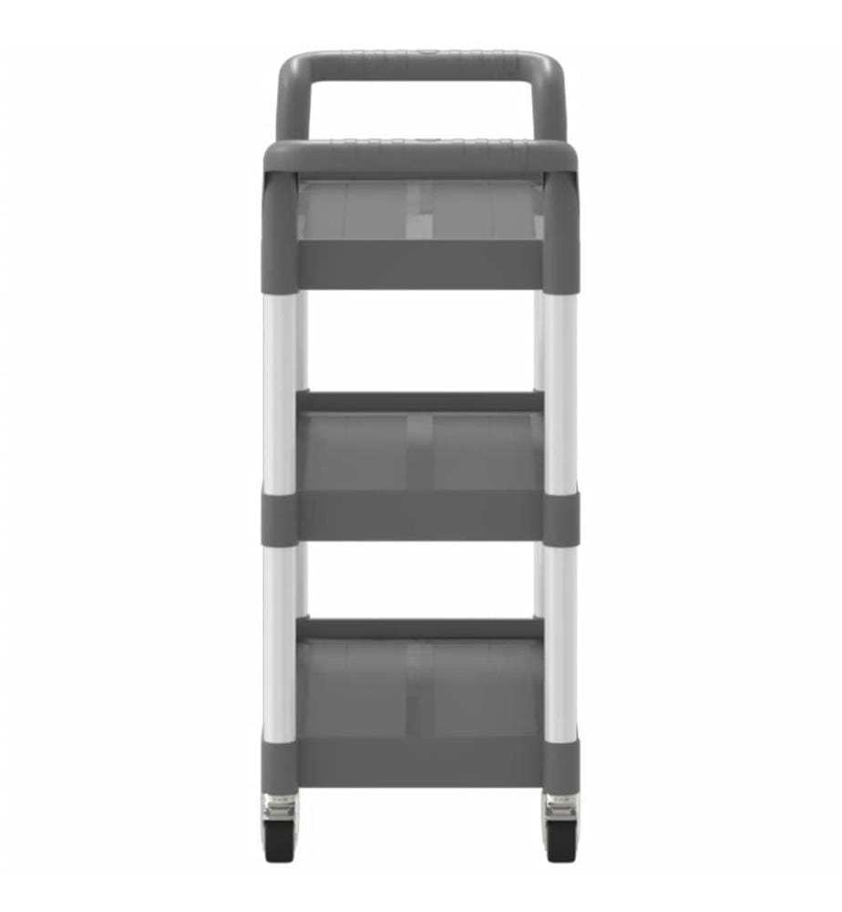 Rollwagen mit 3 Etagen Grau 77x34x72 cm Aluminium
