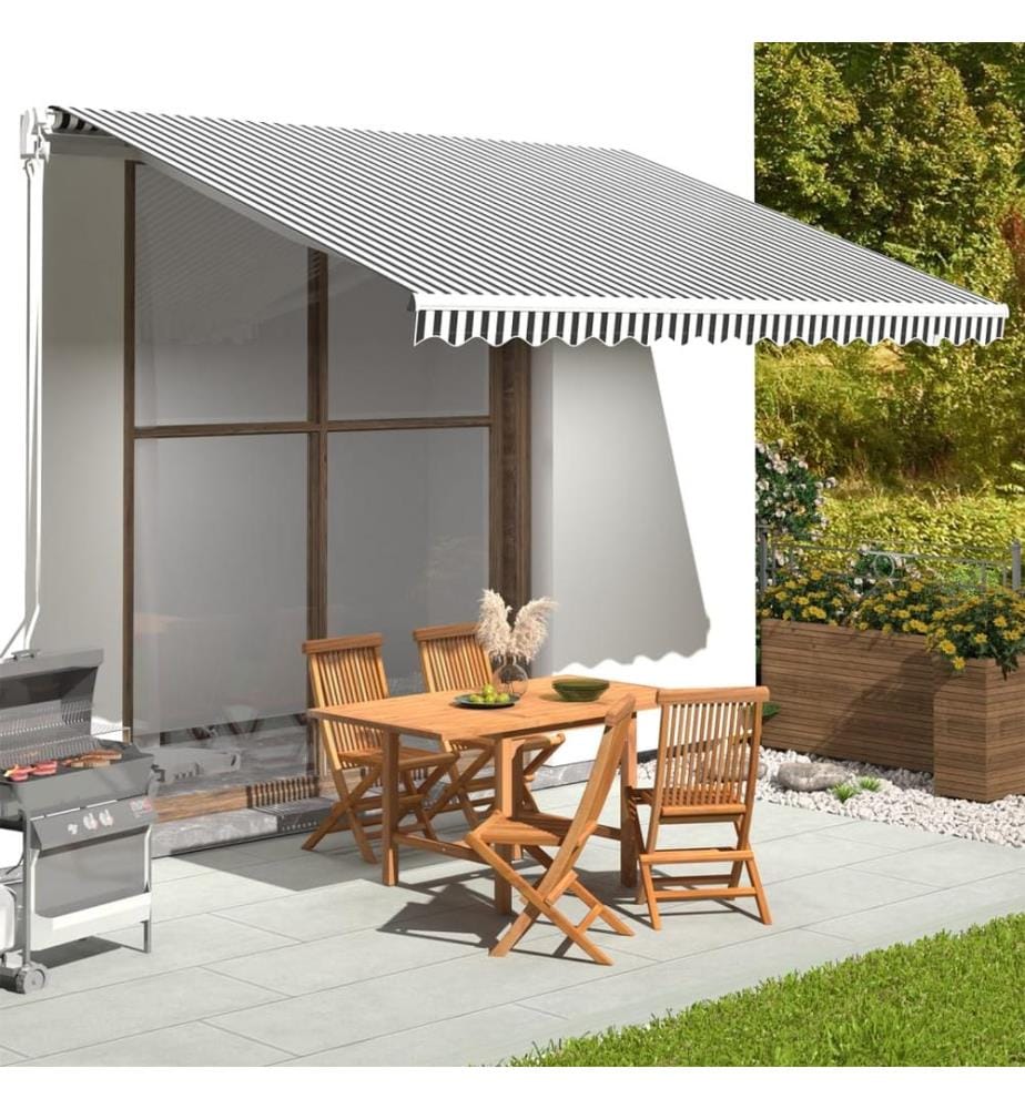 Markisenbespannung Anthrazit und Weiss 4x3,5 m