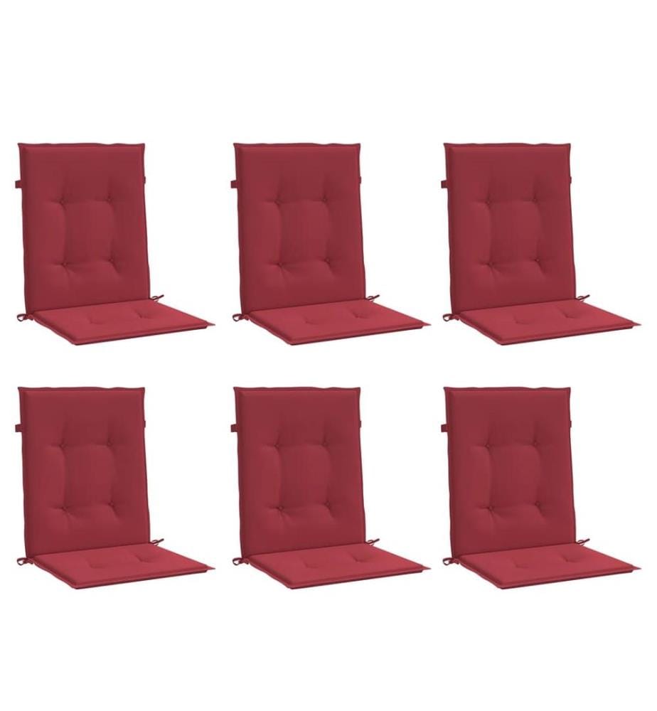 Coussins de chaise de jardin à dossier bas lot de 6