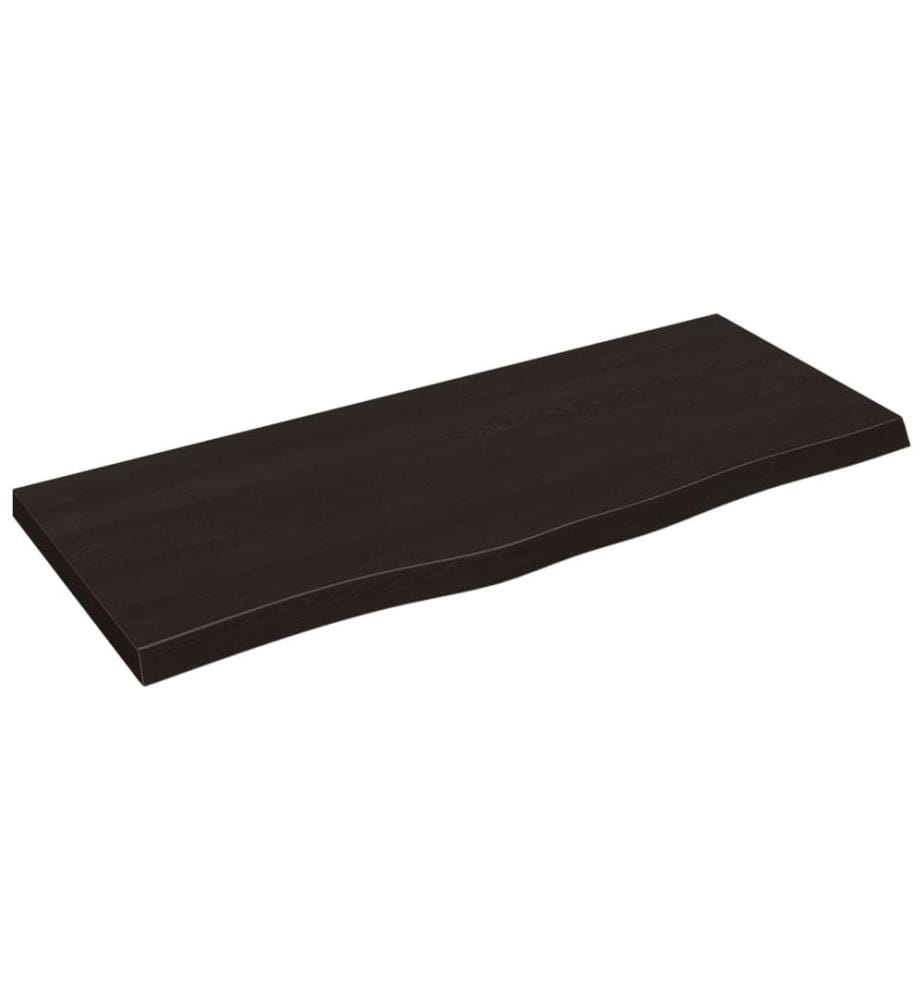 Dessus de table marron foncé bois chêne massif traité