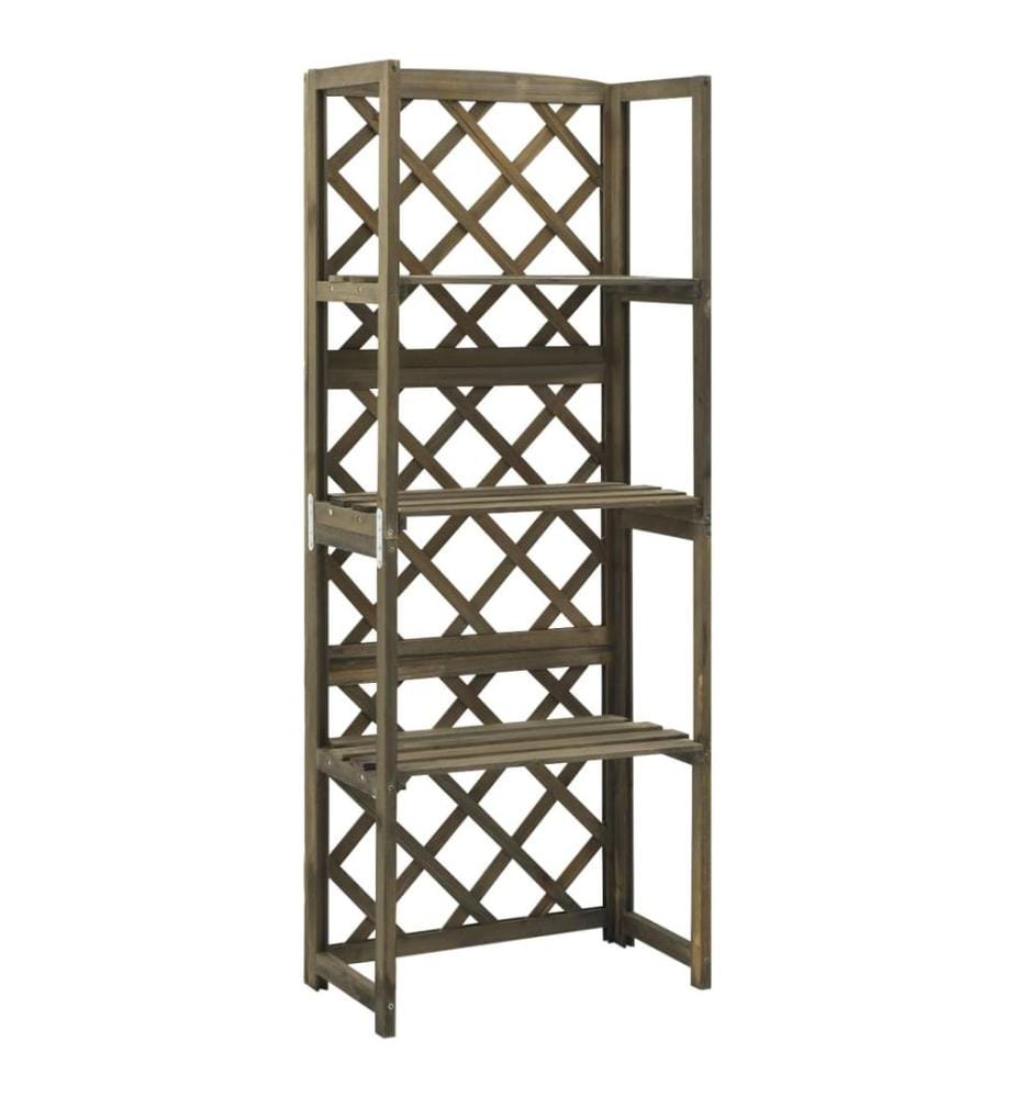 Spalier mit Ablagen Grau 55x30x140 cm Massivholz Tanne