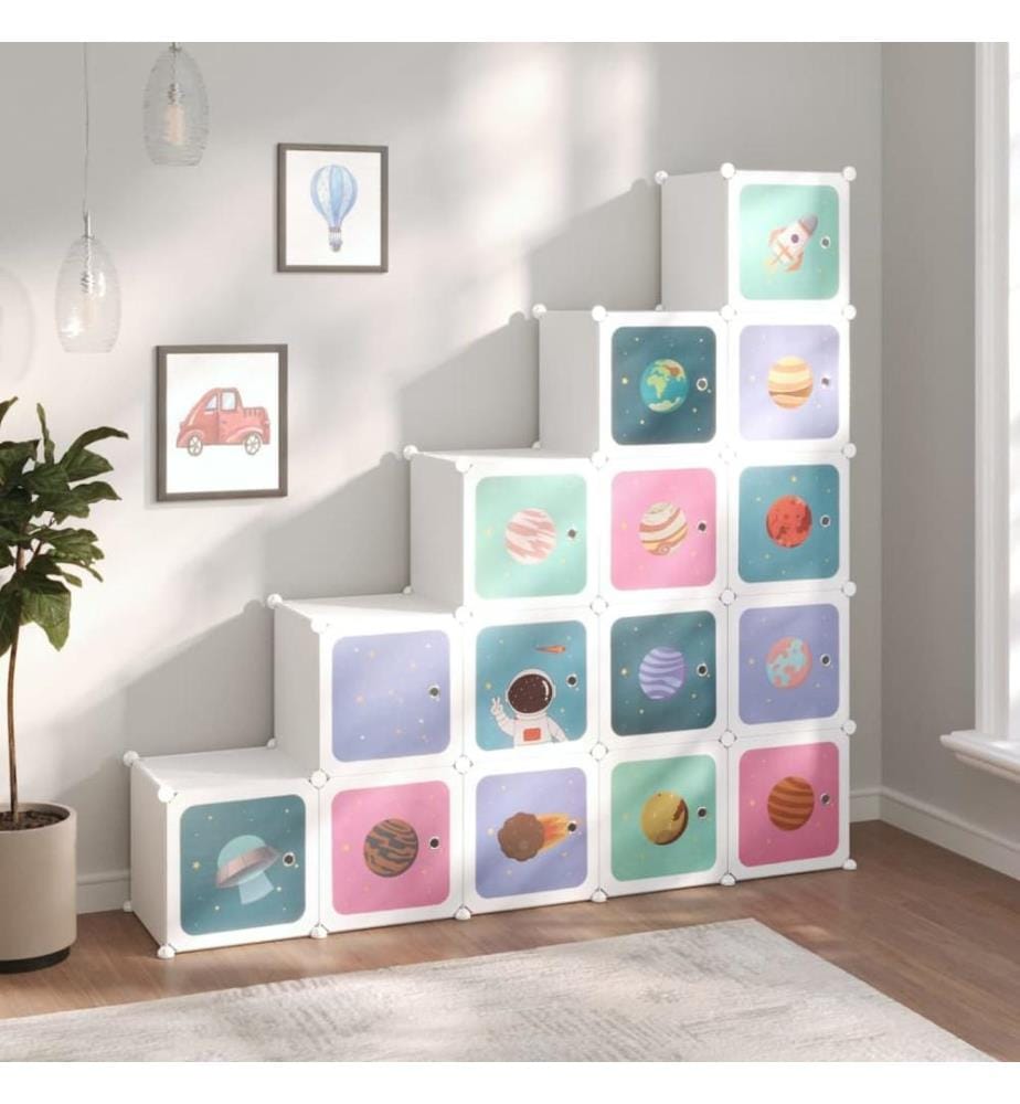 Kinderschrank Modular mit 15 Würfeln Weiss PP