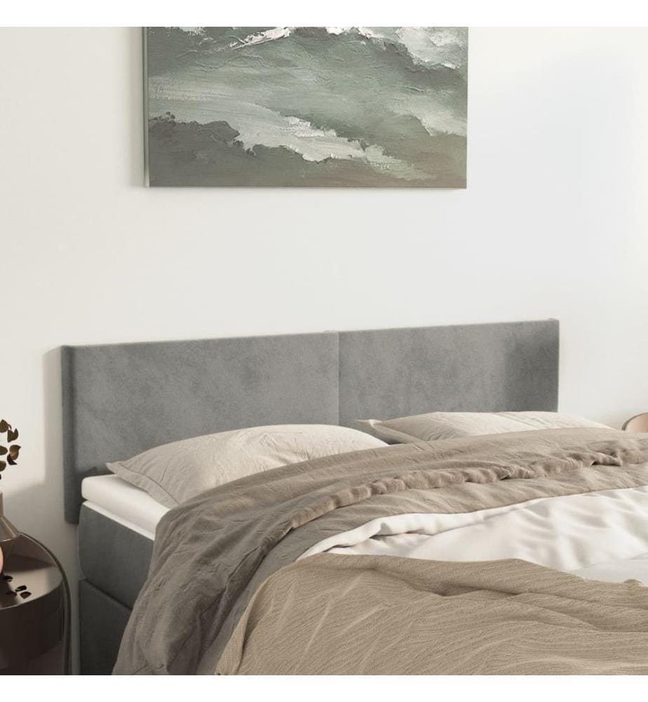 Kopfteile 2 Stk. Hellgrau 72x5x78/88 cm Samt