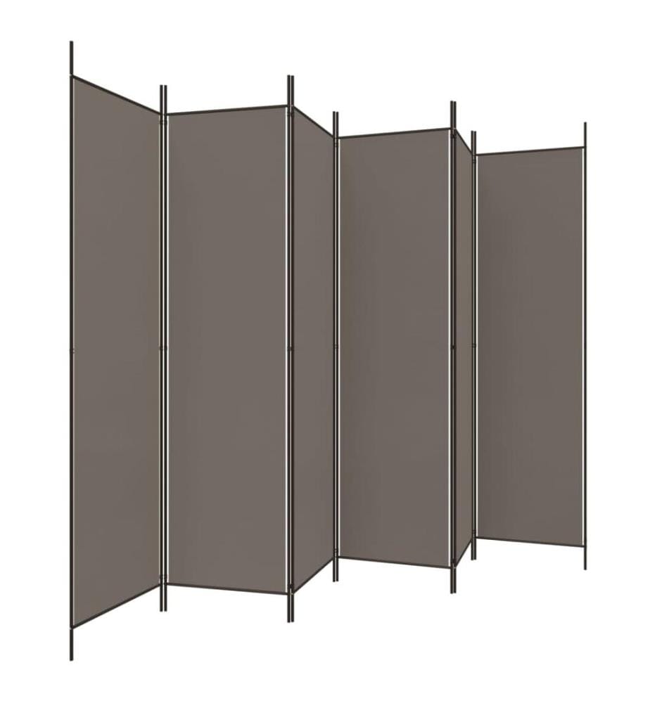 6-tlg. Paravent Anthrazit 300x220 cm Stoff
