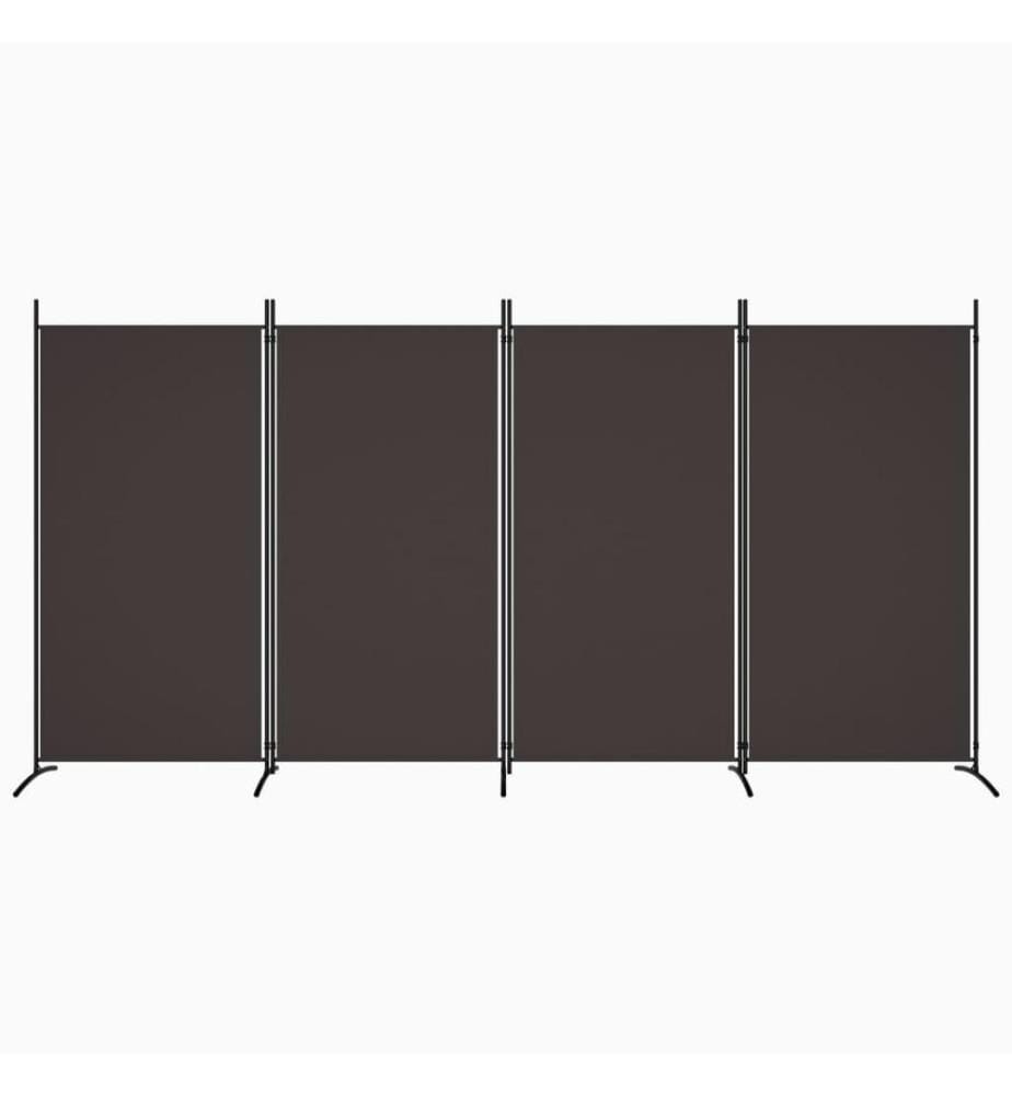 Cloison de séparation 4 panneaux Marron 346x180 cm Tissu