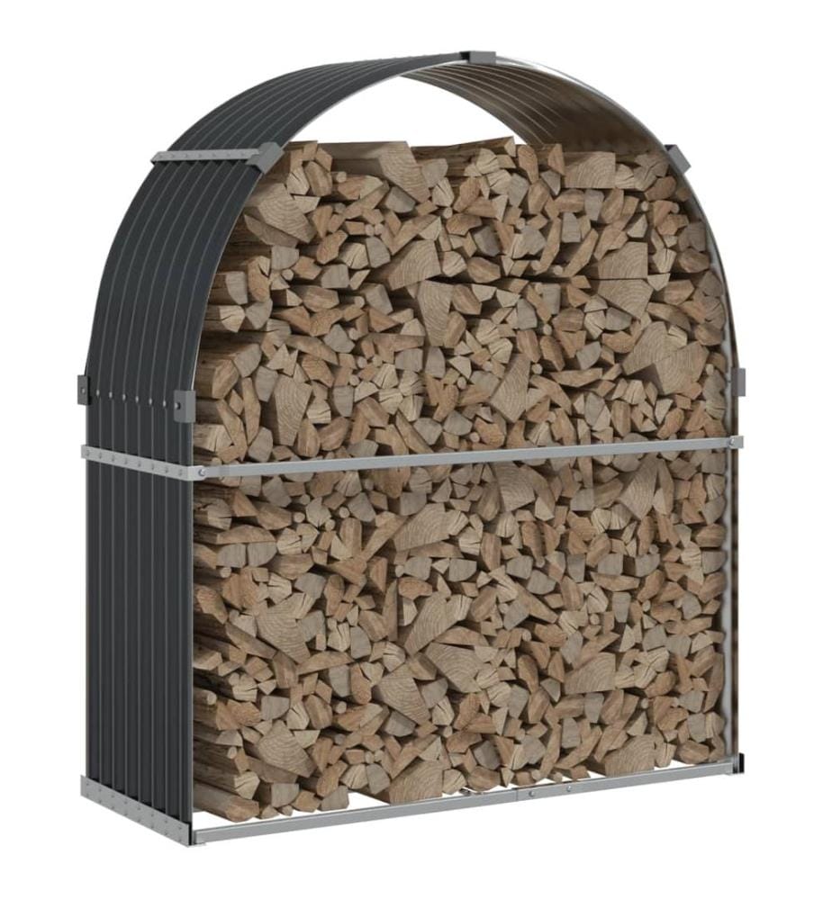 Porte-bûches anthracite 120x45x140 cm acier galvanisé