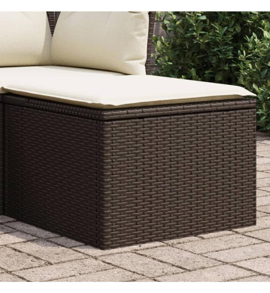 Gartenhocker mit Kissen Braun 55x55x37 cm Poly Rattan