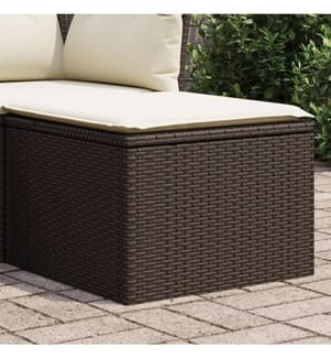Gartenhocker mit Kissen Braun 55x55x37 cm Poly Rattan