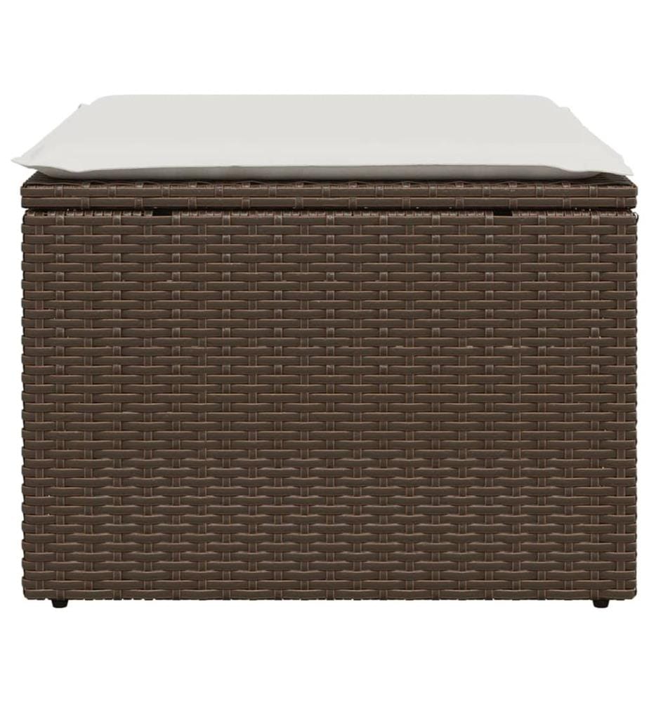 Gartenhocker mit Kissen Braun 55x55x37 cm Poly Rattan