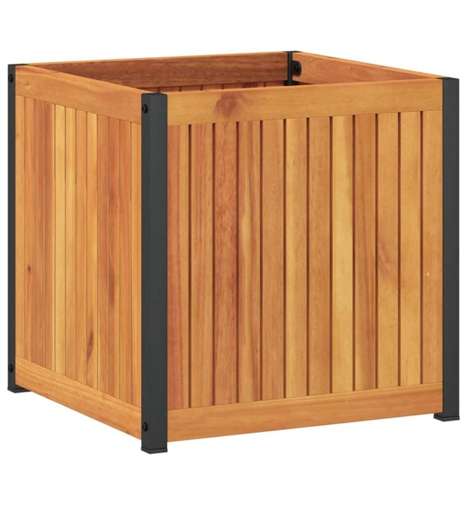 Jardinière 45x45x44 cm bois massif d'acacia et acier