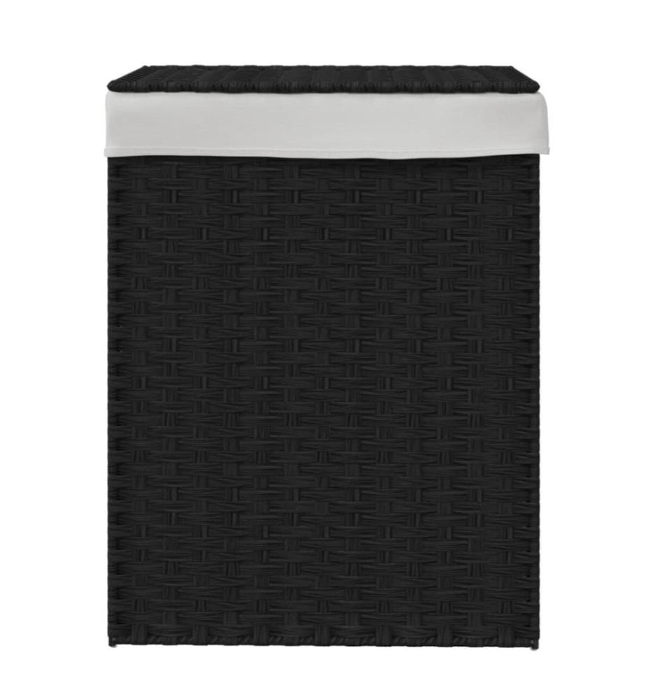 Wäschekorb mit Deckel Schwarz 46x33x60 cm Poly Rattan