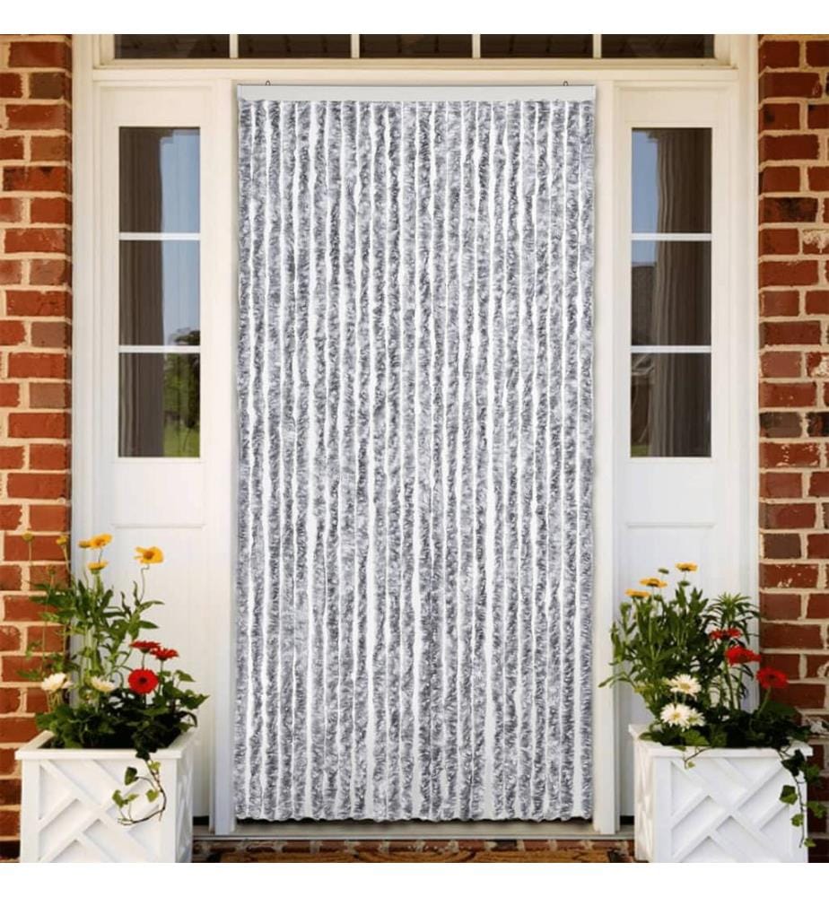 Fliegenvorhang Weiss und Grau 100x200 cm Chenille
