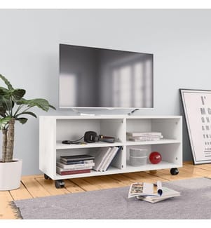 TV-Schrank mit Rollen Weiss 90x35x35 cm Holzwerkstoff
