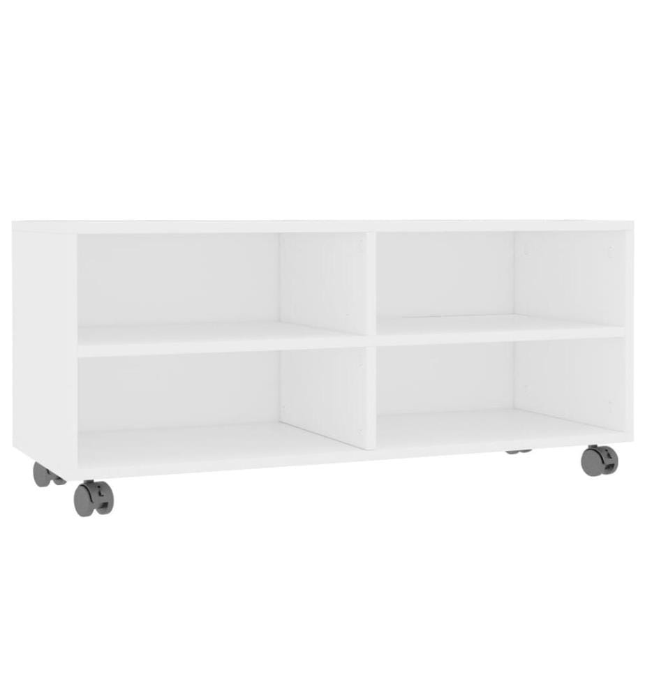 TV-Schrank mit Rollen Weiss 90x35x35 cm Holzwerkstoff