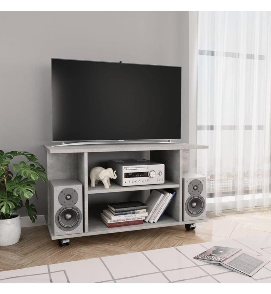 TV-Schrank mit Rollen Betongrau 80x40x45 cm Holzwerkstoff