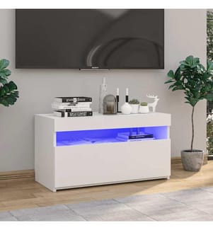 TV-Schrank mit LED-Leuchten Weiss 75x35x40 cm