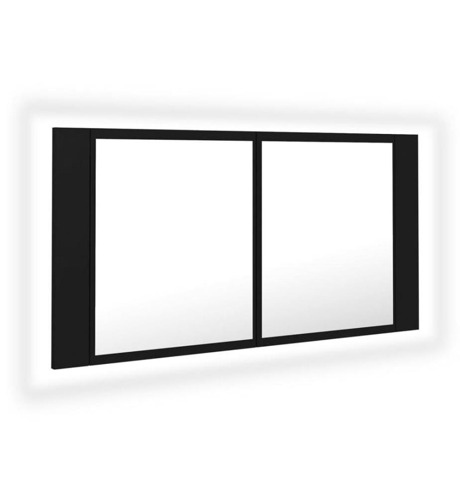 LED-Bad-Spiegelschrank Schwarz 90x12x45 cm Acryl