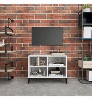 TV-Schrank mit Metallbeinen Hochglanz-Weiss 69,5x30x50cm
