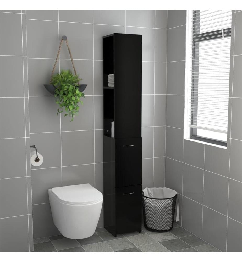 Badschrank Schwarz 25x26,5x170 cm Holzwerkstoff