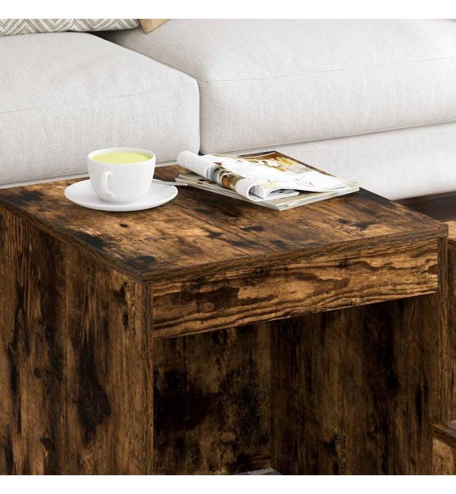 Satztische 3 Stk. Räuchereiche Holzwerkstoff
