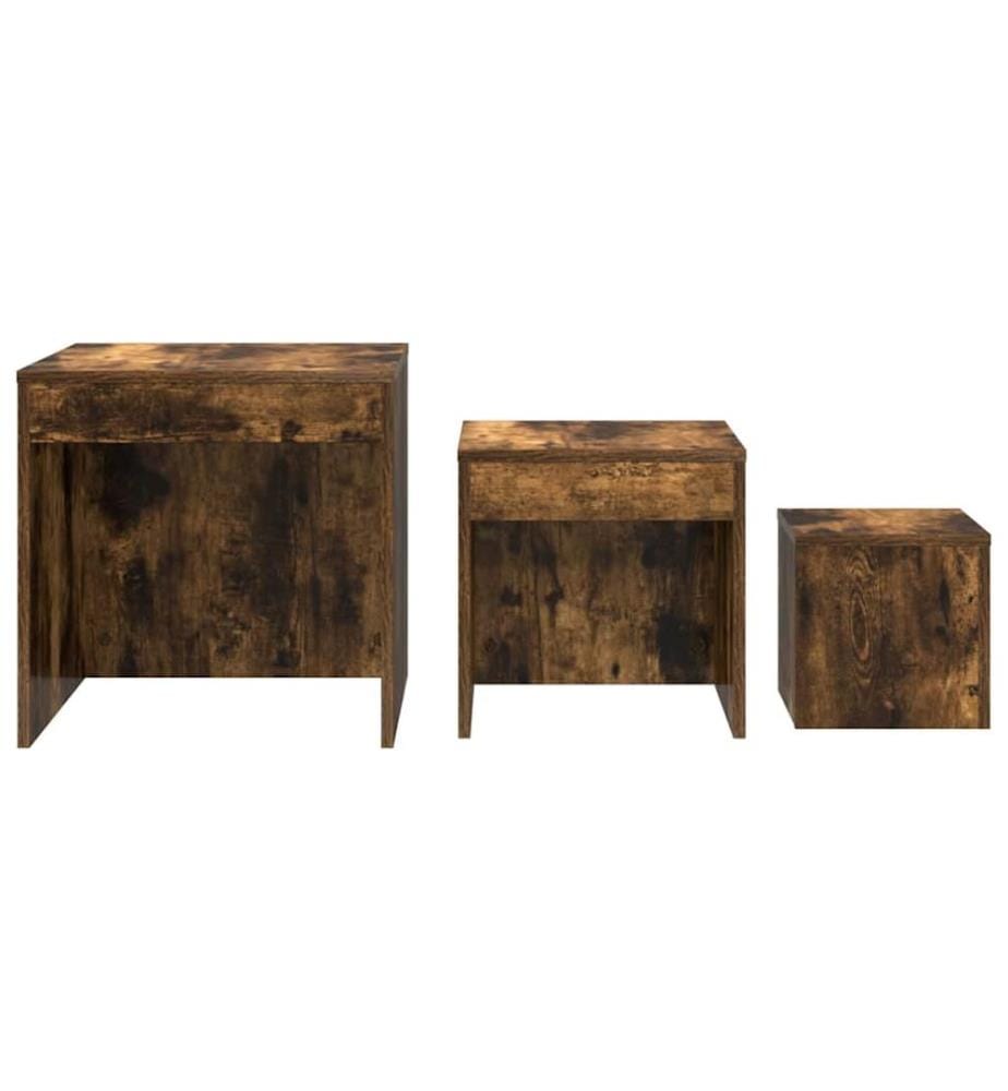Satztische 3 Stk. Räuchereiche Holzwerkstoff
