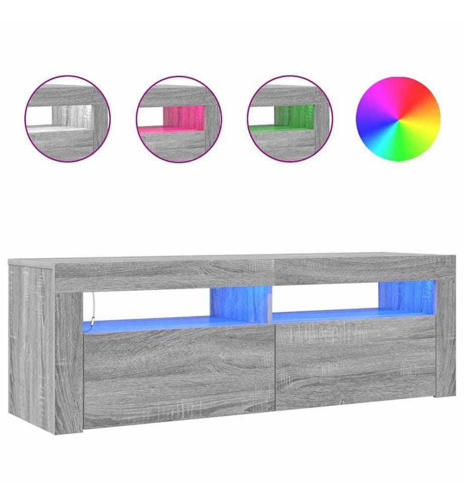 TV-Schrank mit LED-Leuchten Grau Sonoma 120x35x40 cm
