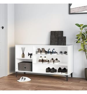 Schuhregal Hochglanz-Weiss 102x36x60 cm Holzwerkstoff