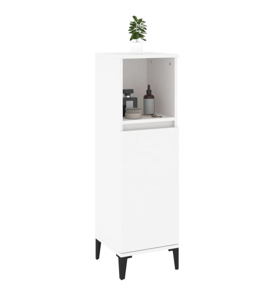 Badschrank Weiss 30x30x100 cm Holzwerkstoff