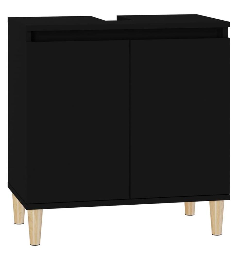 Meuble d'évier noir 58x33x60 cm bois d'ingénierie