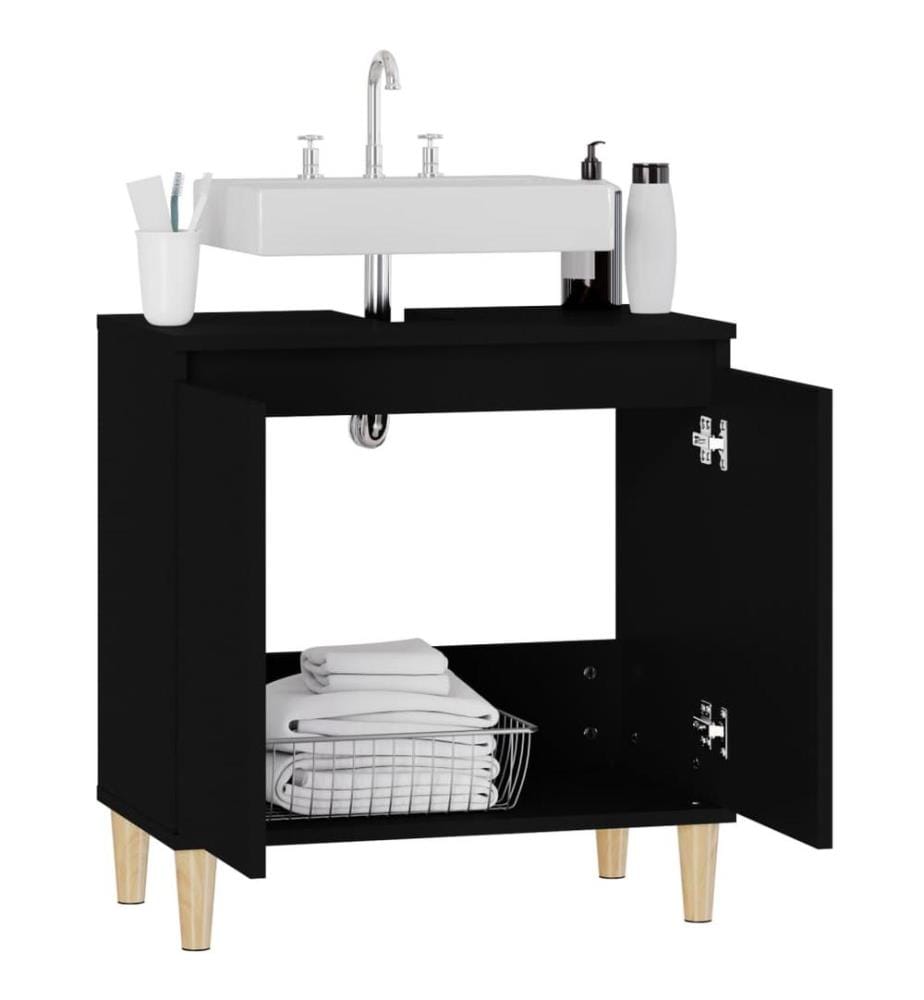 Meuble d'évier noir 58x33x60 cm bois d'ingénierie
