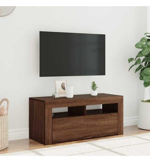 TV-Schrank mit LED-Leuchten Braun Eichen-Optik 90x35x40 cm
