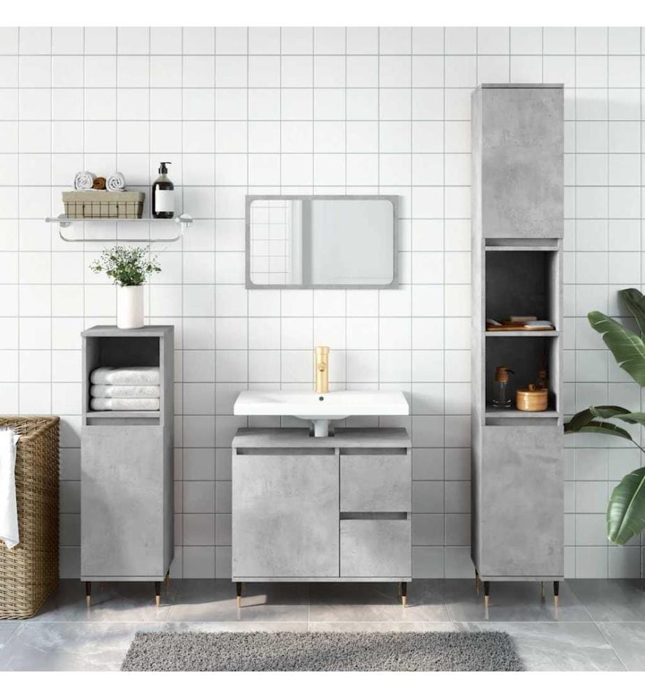 Armoire de salle de bain gris béton 65x33x60 cm