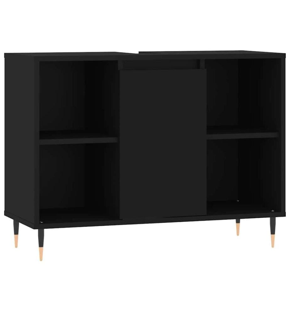 Badschrank Schwarz 80x33x60 cm Holzwerkstoff