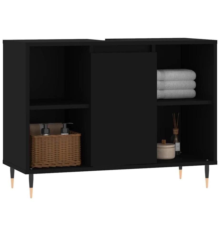 Badschrank Schwarz 80x33x60 cm Holzwerkstoff