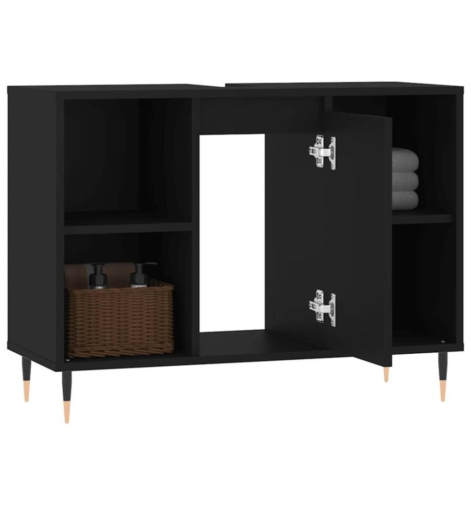 Badschrank Schwarz 80x33x60 cm Holzwerkstoff