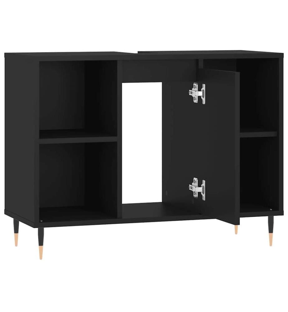 Badschrank Schwarz 80x33x60 cm Holzwerkstoff