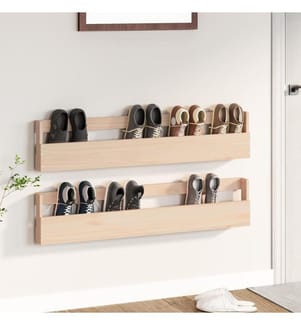 Wand-Schuhregale 2 Stk. 110x9x23 cm Massivholz Kiefer