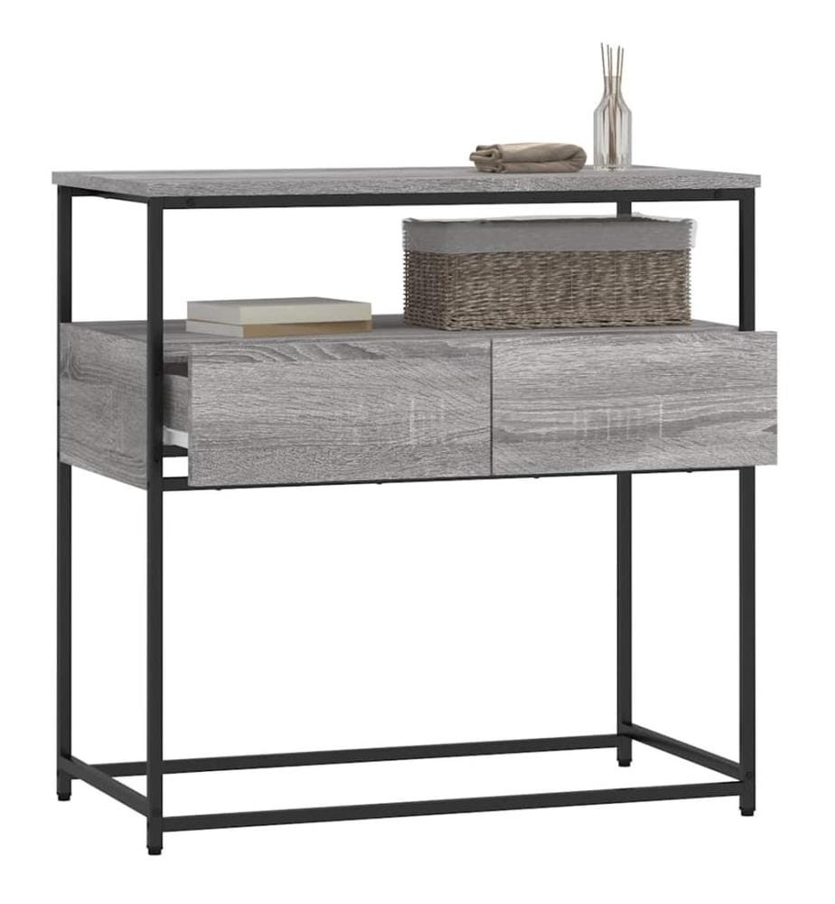 Table console sonoma gris 75x40x75 cm bois d'ingénierie