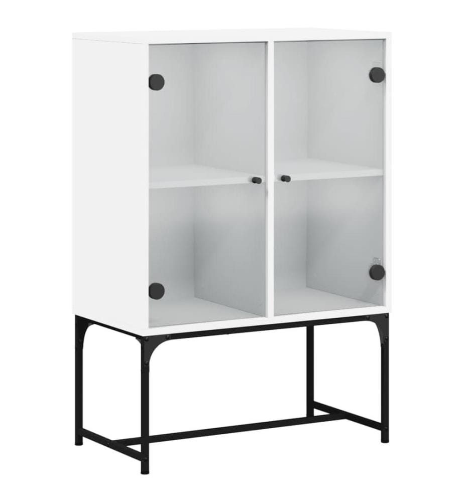 Beistellschrank mit Glastüren Weiss 69x37x100 cm