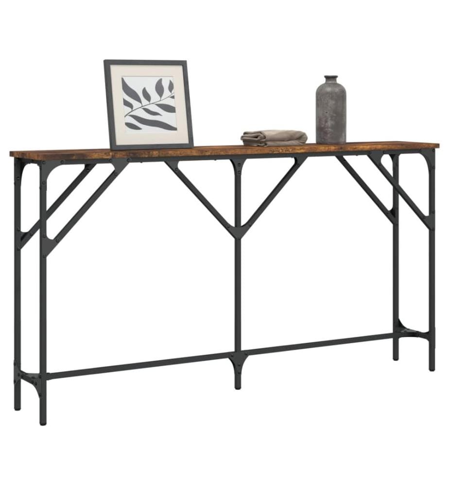 Table console chêne fumé 140x23x75 cm bois d'ingénierie