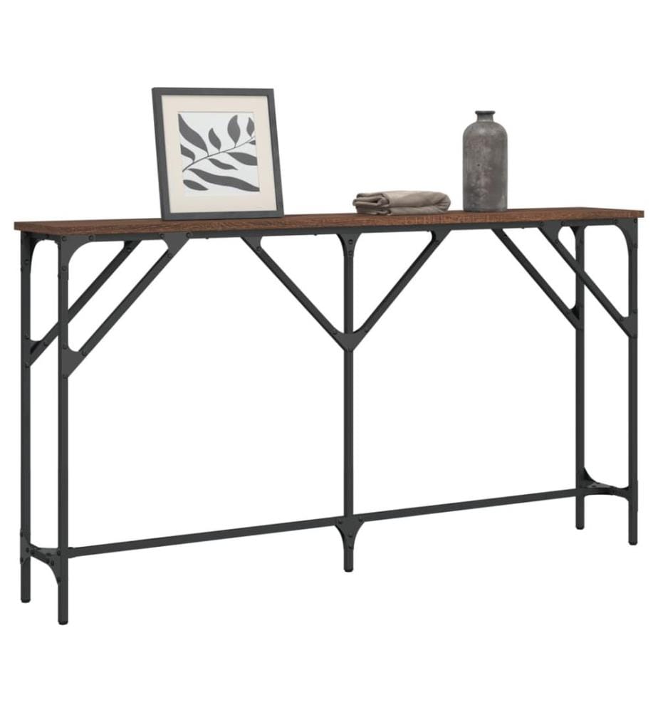 Table console chêne marron 140x23x75 cm bois d'ingénierie