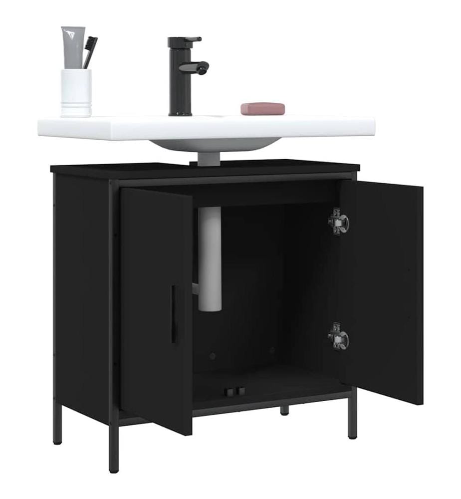 Armoire lavabo de salle de bain noir 60x30x60 cm