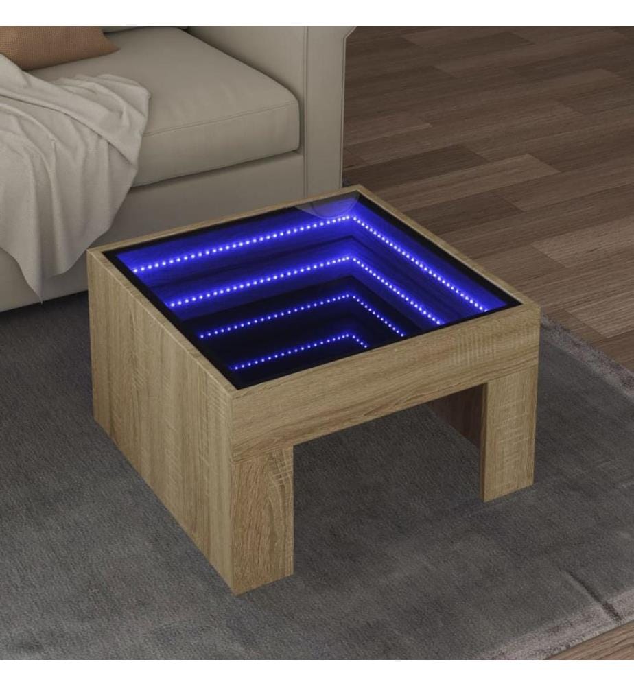 Couchtisch mit Infinity-LED Sonoma-Eiche 50x50x30 cm