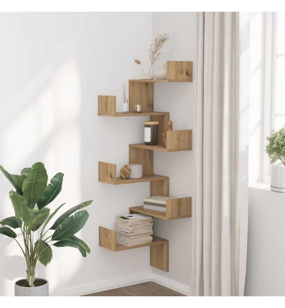 Wand-Eckregal Artisan-Eiche 45x45x147 cm Holzwerkstoff