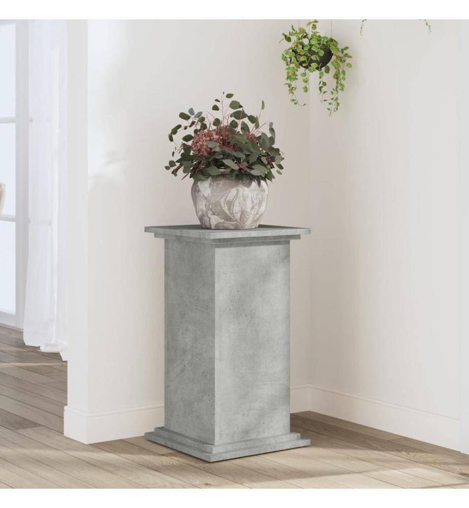 Support pour plantes gris béton 33x33x60 cm bois d'ingénierie
