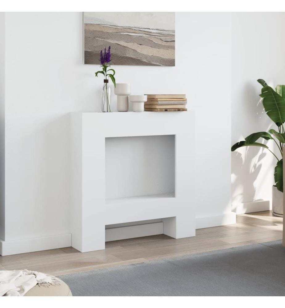 Cadre de cheminée blanc 81x18x82 cm bois d'ingénierie