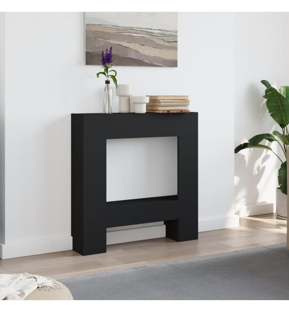 Cadre de cheminée noir 81x18x82 cm bois d'ingénierie