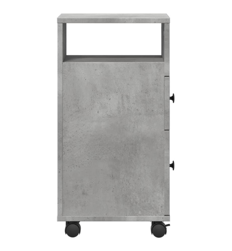 Badschrank Schmal mit Rollen Betongrau Holzwerkstoff