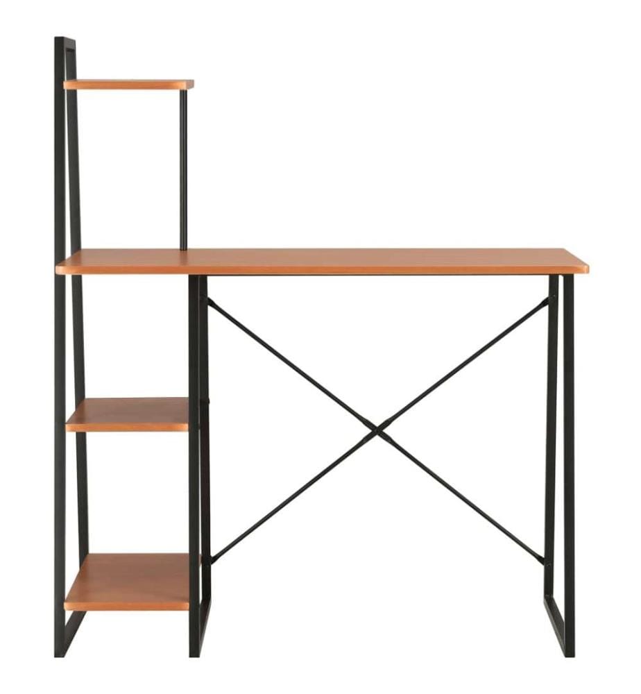 Schreibtisch mit Regaleinheit Schwarz und Eiche 102×50×117 cm